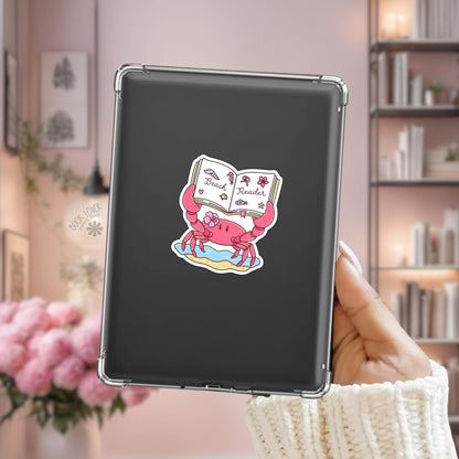 Beach Reader Crab Stickers / Bookish Stickers / Book Lover Gift / Bookish Merch / Kindle Sticker / Summer Reader / Reading Lover / E-Reader