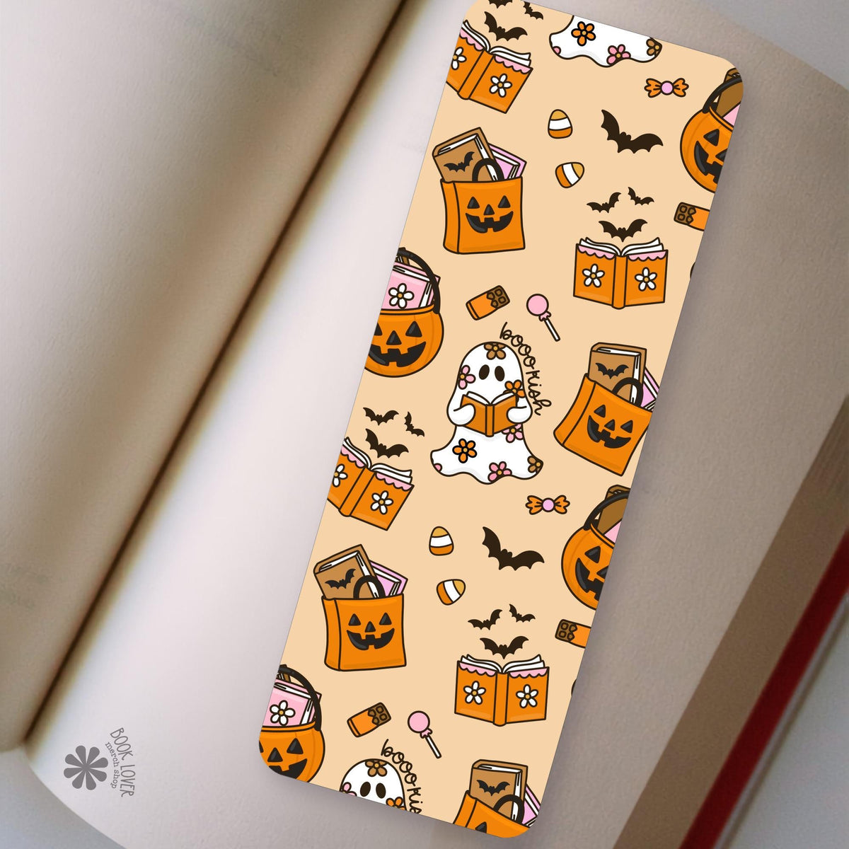 Halloween Trick or Treat Bats bookmark front and back, cardstock page marker