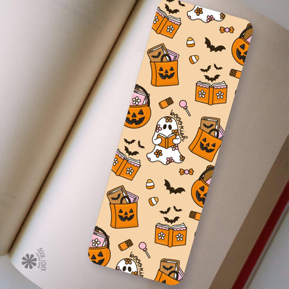 Halloween Trick or Treat Bats bookmark front and back, cardstock page marker