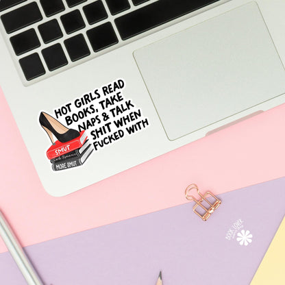 Hot Girls Read Books Stickers / Bookish Stickers / Book Lover Gift / Bookish Merch / Kindle Sticker / Smut Reader / Reading Lover / E-Reader