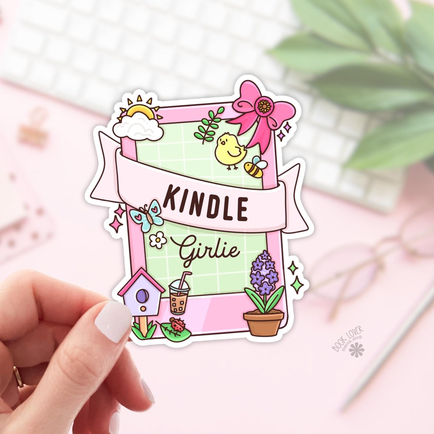Spring Kindle Girlie Stickers / Bookish Stickers / Book Lover Gift / Bookish Merch / Kindle Sticker / Smut Reader / Reading Lover / E-Reader