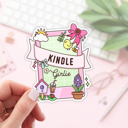 Spring Kindle Girlie Stickers / Bookish Stickers / Book Lover Gift / Bookish Merch / Kindle Sticker / Smut Reader / Reading Lover / E-Reader