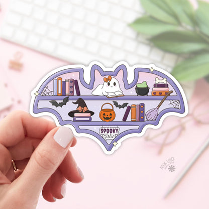 Spooky Girl Bookshelf Stickers / Halloween Bookish Stickers / Book Lover Gift / Ghost Bookish Merch / Kindle Sticker / Reading Lover