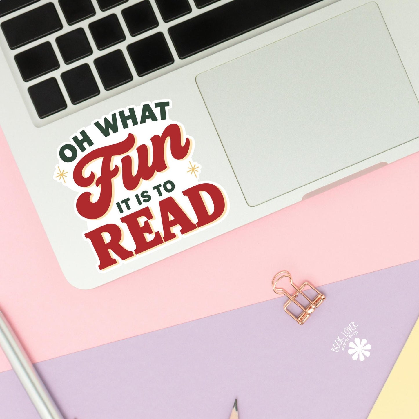 Oh What Fun It Is To Read Stickers / Christmas Bookish Stickers / Book Lover Gift / Bookish Merch / Kindle Sticker / Reading Lover