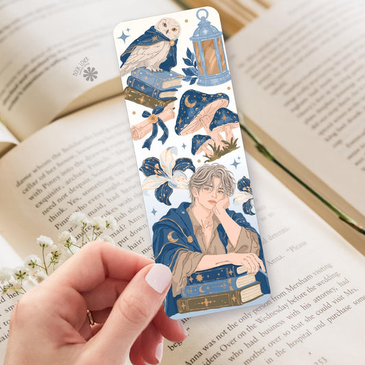 Celestial Wizard Owl bookmark, double sided page marker, fantasy reader gift