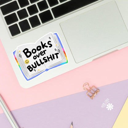 Books Over Bullshit Stickers / Bookish Stickers / Book Lover Gift / Bookish Merch / Kindle Sticker / Smut Reader / Reading Lover / E-Reader
