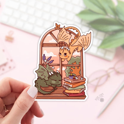 Bookish Dragon Window Stickers / Bookish Stickers / Book Lover Gift / Bookish Merch / Kindle Sticker / Fantasy Reader / Reading Lover