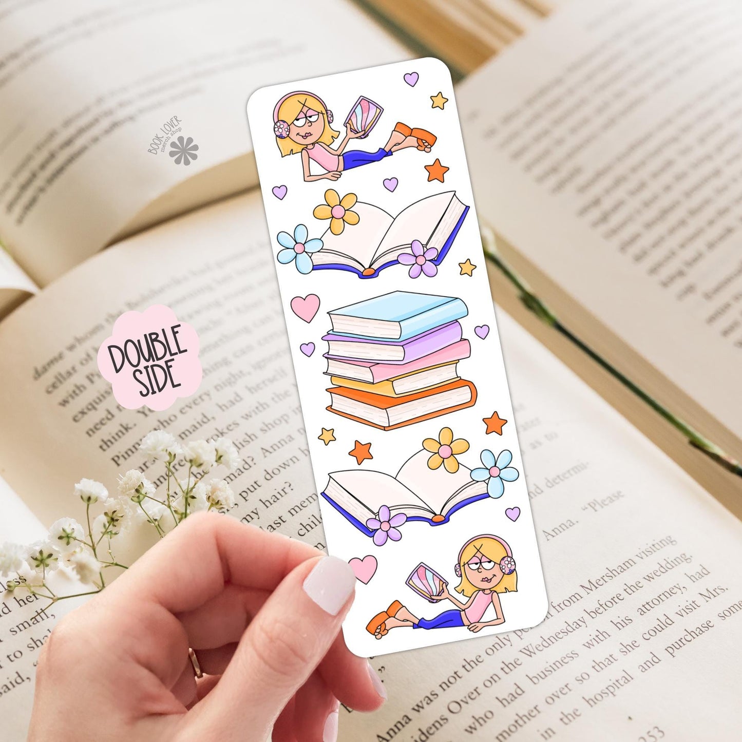 Bookish Girl Bookmark / Bookish Bookmark / Book Lover Gift / Bookish Merch / Reading Lover / Flowers
