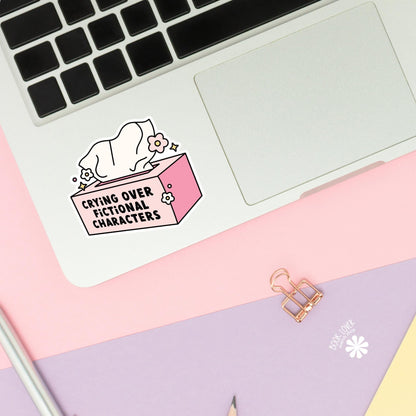 Crying Over Fictional Characters Stickers / Bookish Stickers / Book Lover Gift / Bookish Merch / Kindle Sticker / Smut Reader