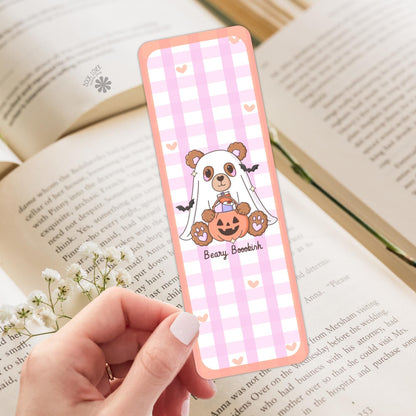 Beary Bookish Bookmark / Halloween Bookish Bookmark / Book Lover Gift / Bear Bookish Merch / Ghost Bookmark / Reading Lover
