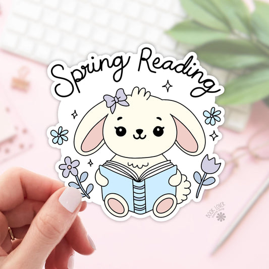 Spring Reading Stickers / Bookish Stickers / Book Lover Gift / Bookish Merch / Kindle Sticker / Easter Reader / Reading Lover / E-Reader