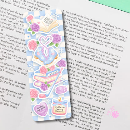 Hockey Romance Girlie Bookish Bookmark / Winter Bookish Bookmark / Book Lover Gift / Bookish Merch / Smut Reader / Reading Lover