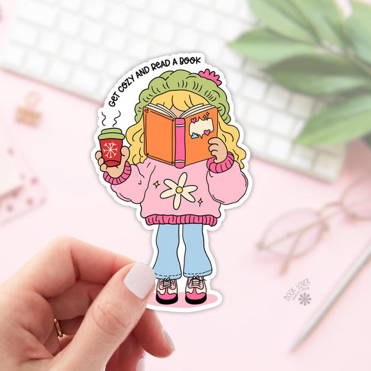 Get Cozy And Read A Book Stickers / Bookish Stickers / Book Lover Gift / Bookish Merch / Kindle Sticker / Smut Reader / Reading Lover