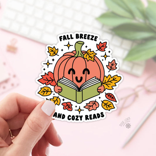 Fall Breeze and Cozy Reads Stickers / Bookish Stickers / Book Lover Gift / Bookish Merch / Kindle Sticker / Smut Reader / Reading Lover