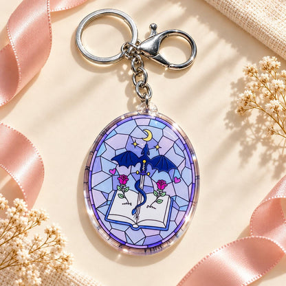 Romantasy Dragon acrylic keychain, bookish bag charm