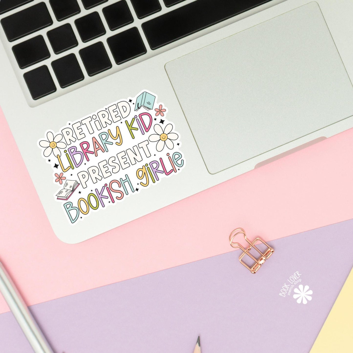 Retired Library Kid Present Bookish Girlie Stickers / Bookish Stickers / Book Lover Gift / Bookish Merch / Kindle Sticker / Smut Reader