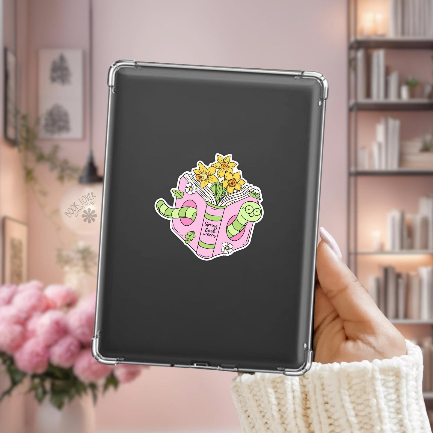 Spring Book Worm Stickers / Bookish Spring Stickers / Book Lover Gift / Bookish Merch / Kindle Sticker / Smut Reader / Reading Lover