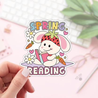 Spring Reading Bunny Stickers / Bookish Stickers / Book Lover Gift / Bookish Merch / Kindle Sticker / Cute Reader / Reading Lover / E-Reader