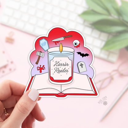 Horror Reader Book Stickers / Bookish Stickers / Book Lover Gift / Bookish Merch / Kindle Sticker / Halloween Reader / Reading Lover