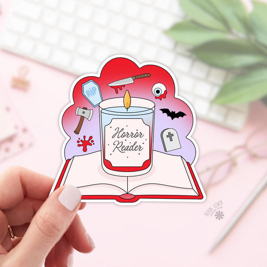Horror Reader Book Stickers / Bookish Stickers / Book Lover Gift / Bookish Merch / Kindle Sticker / Halloween Reader / Reading Lover