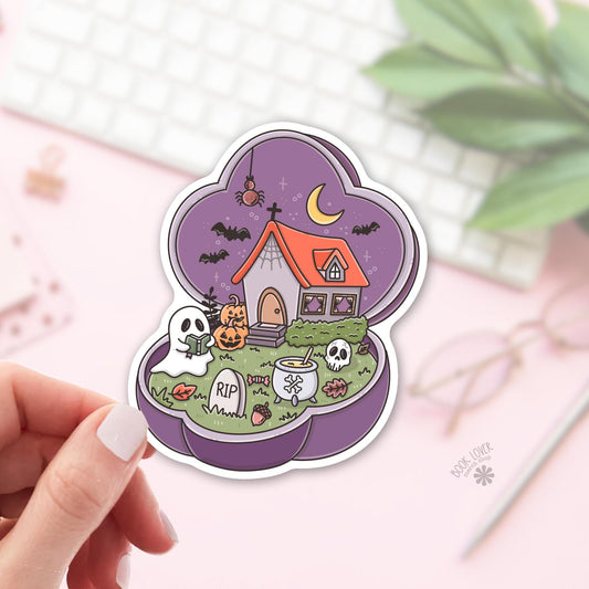 Halloween Ghost Reading Sticker / Cute Halloween Bookish / Spooky Reader Gift / Haunted House / Kawaii Halloween / Bookish Ghost / Kindle