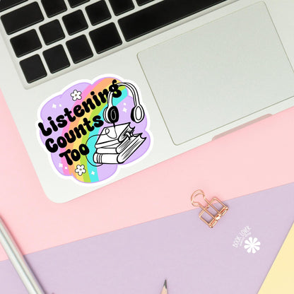 Listening Couts Too Stickers / Bookish Stickers / Book Lover Gift / Bookish Merch / Kindle Sticker / Audiobook / Reading Lover / E-Reader