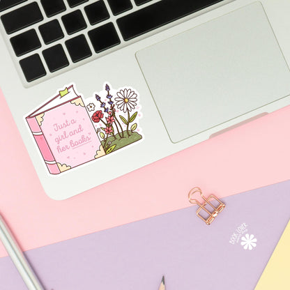 Just a Girl and Her Books Sticker / Bookish Reader Merch / Kindle Stickers Accessories
