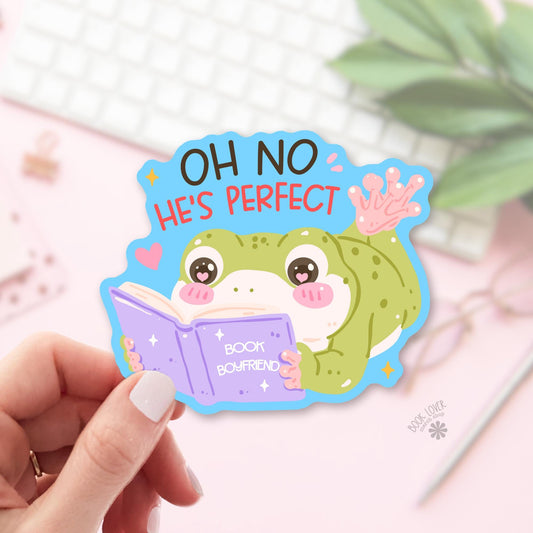 Swooning Frog bookish sticker, vinyl die cut, Fictional Crush Reader gift
