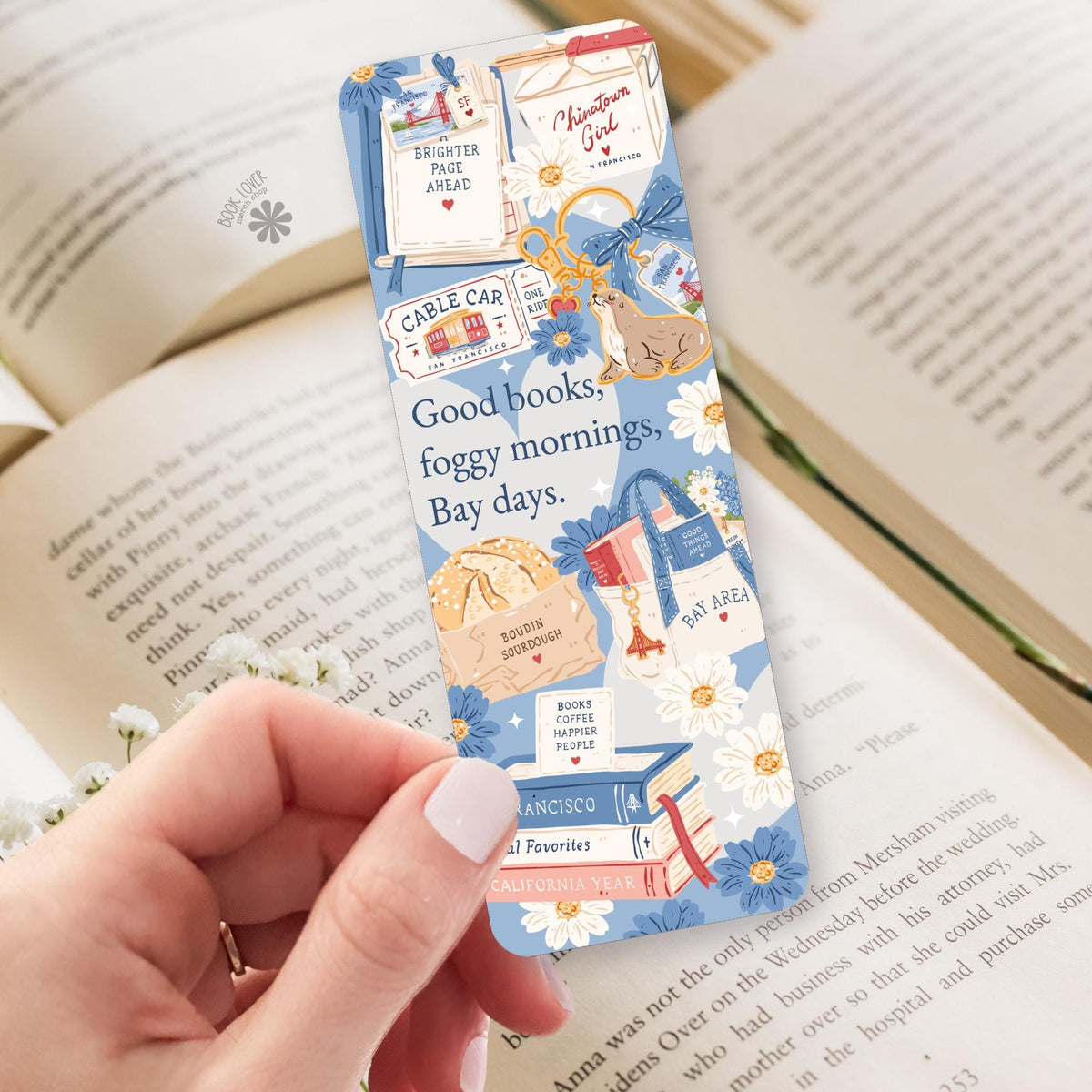 Bay Area Foggy Morning bookmark, double sided cardstock, reader gift