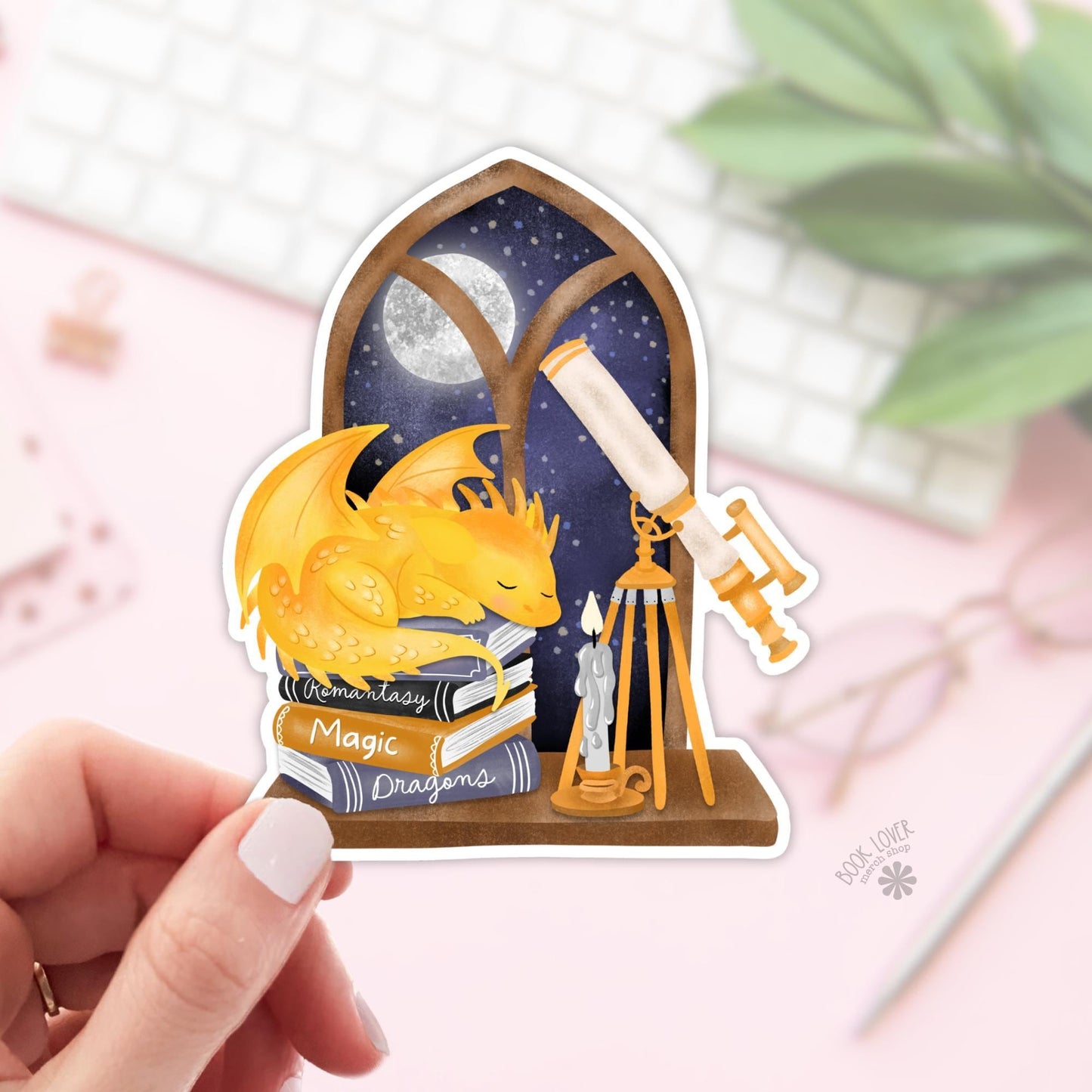Sleepy Little Book Dragon Stickers / Bookish Stickers / Book Lover Gift / Bookish Merch / Kindle Sticker / Fantasy Reader / Reading Lover