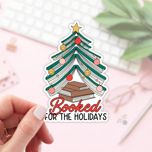 Booked For the Holidays Stickers / Christmas Bookish Stickers / Book Lover Gift / Bookish Merch / Kindle Sticker / Smut Reader