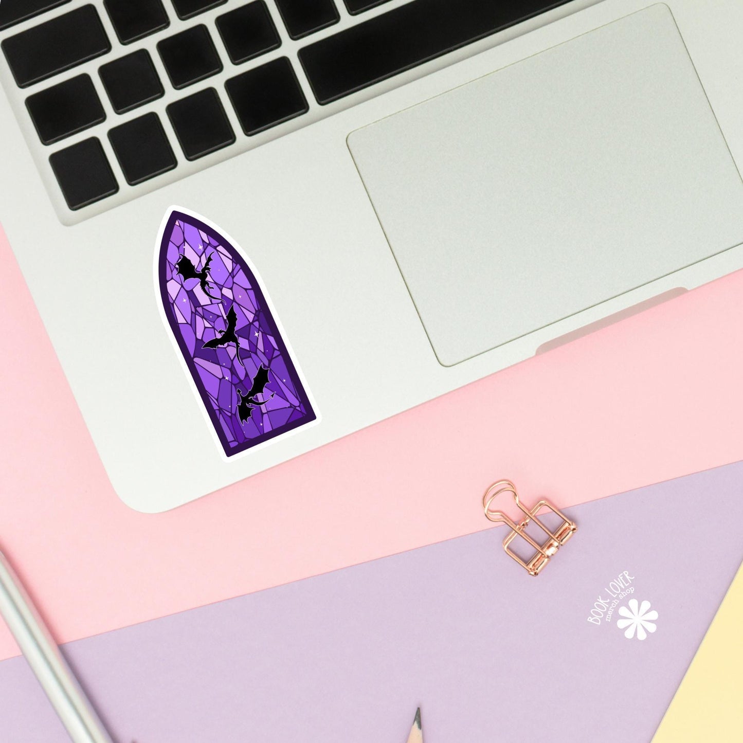 Stained Glass Dragons Stickers / Bookish Stickers / Book Lover Gift / Bookish Merch / Kindle Sticker / Fantasy Reader / Reading Lover