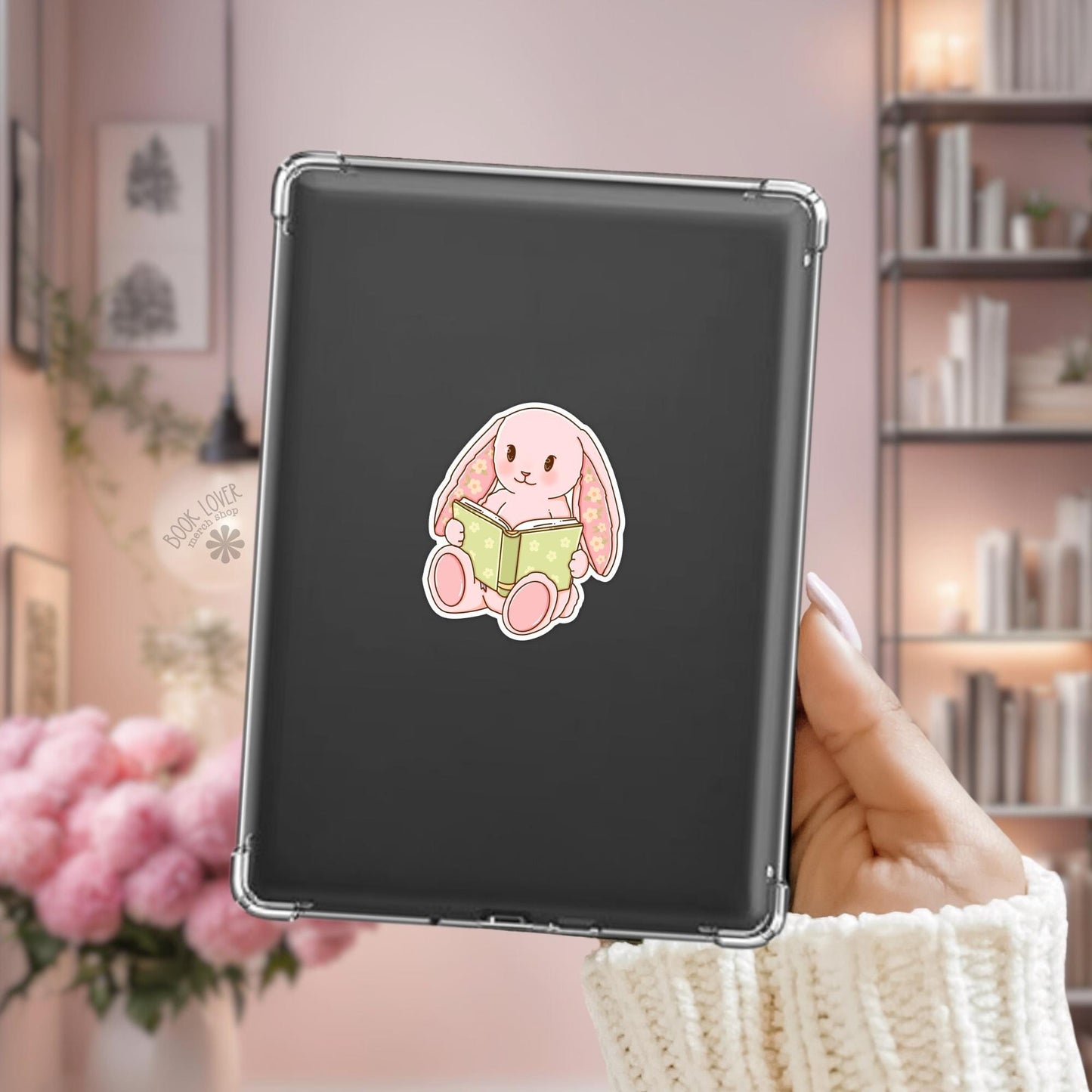 Sweet Bunny Reads Stickers / Cozy Bookish Stickers / Book Lover Gift / Bookish Merch / Kindle Sticker / Reading Lover / E-Reader